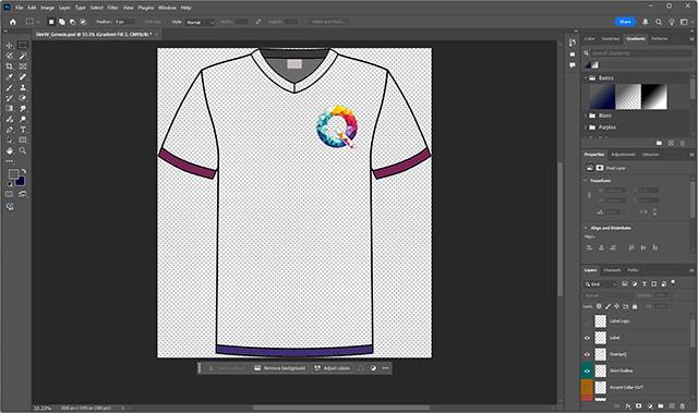 Qaledon shirt design in Photoshop, version A