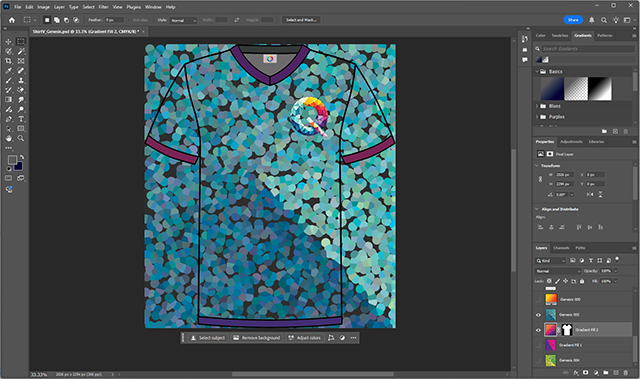 Qaledon shirt design in Photoshop, version B